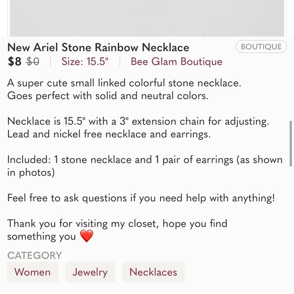 New Ariel Stone Rainbow Necklace - Picture 4 of 4